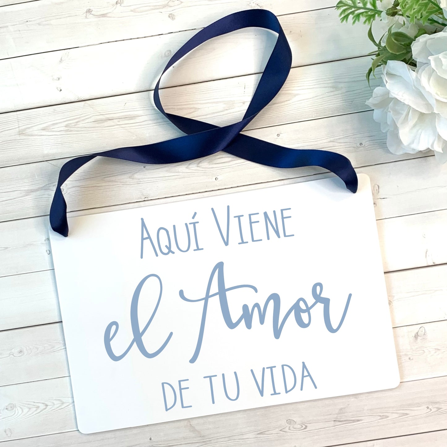 Aqui Viene El Amor De Tu Vida Spanish Wedding Ring Bearer or Flower Girl Ceremony Sign