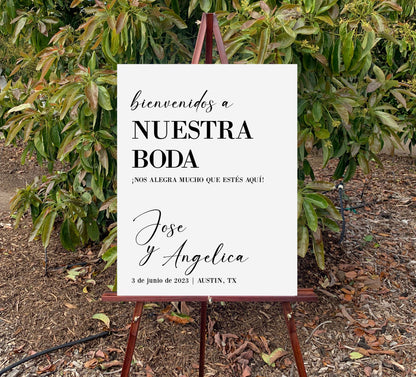 Spanish Wedding Welcome Sign Personalized, Bienvenidos a Nuestra Boda Wedding Venue Welcome Sign