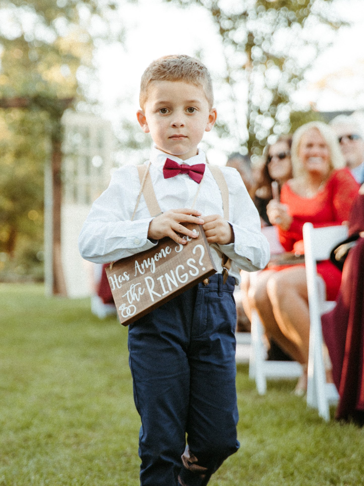Has Anyone Seen the Rings Wood Ring Bearer Wedding Ceremony Sign