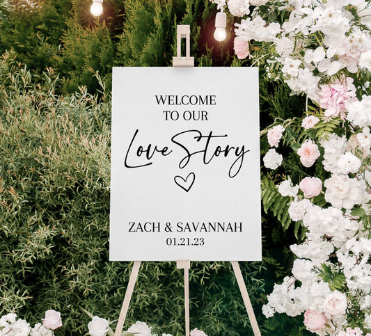 Welcome to Our Love Story Personalized Wedding Welcome Sign, Wedding Venue Welcome Sign